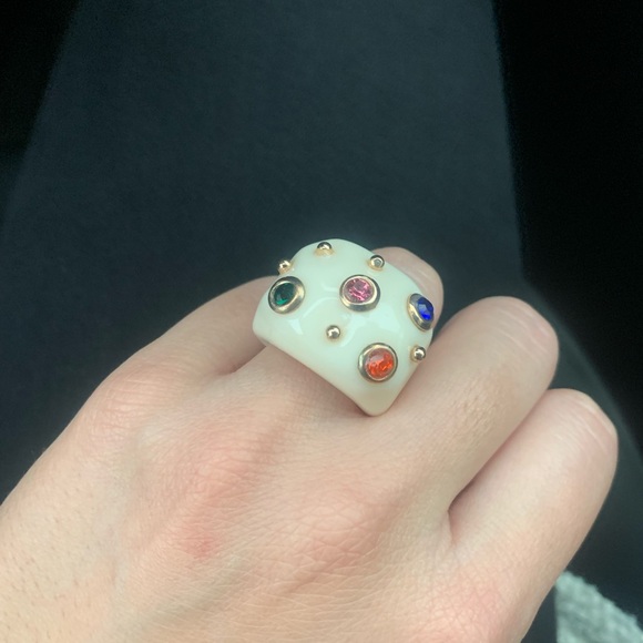 Colored resin ring with golden touch.  Size between 6-7. - Picture 4 of 4